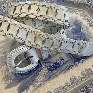 Vintage Woven White Leather Belt size M